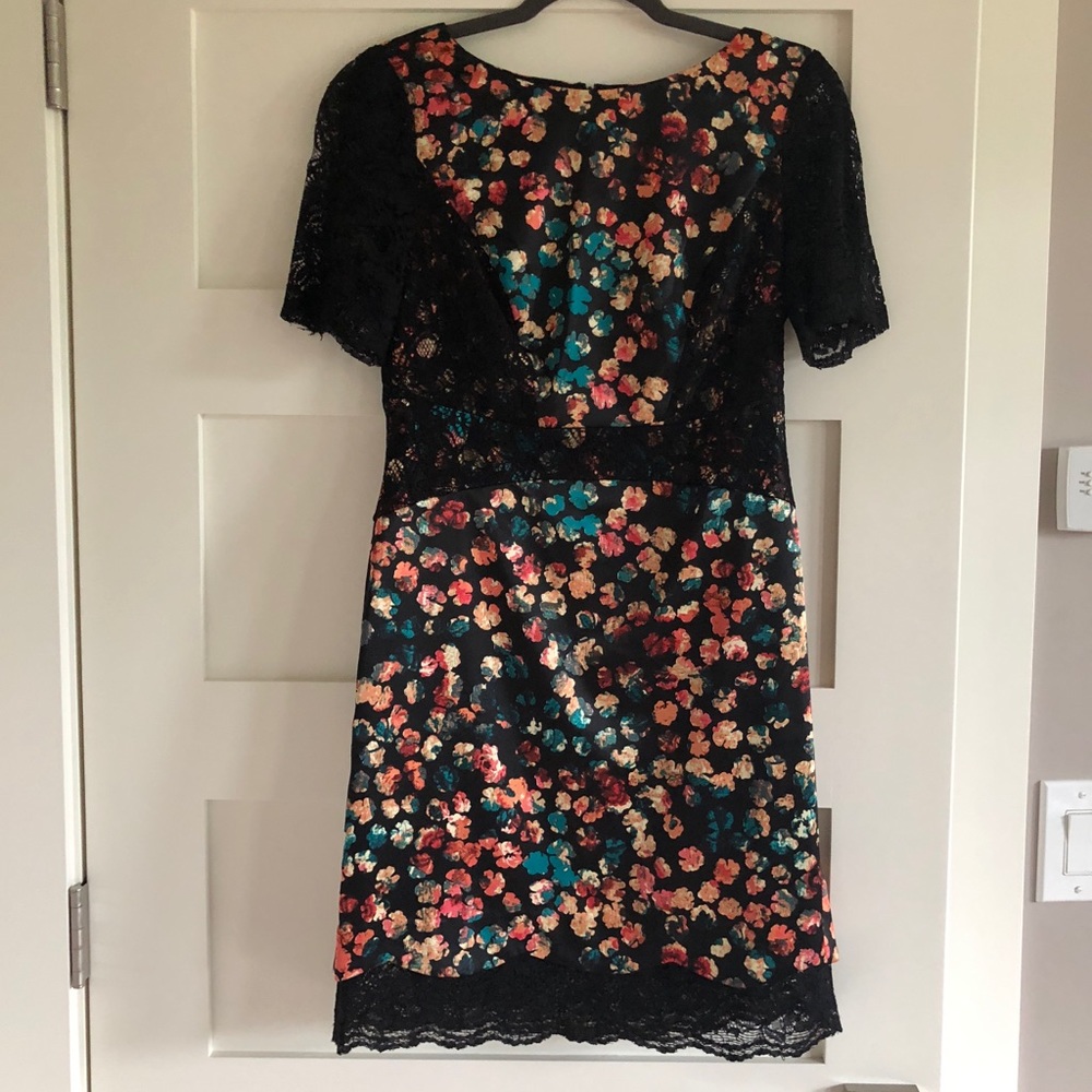 Ivy + Blu Floral Dress with Lace Details